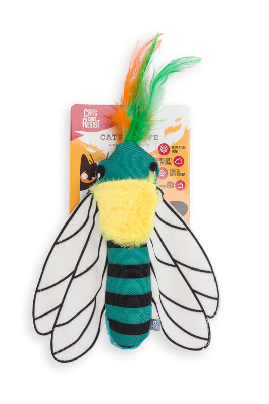 Beetle Cat Toy Green w/Feather 18cm