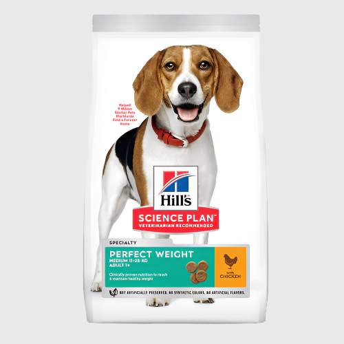 Hill's Science Plan Adult Perfect Weight Medium Dry Dog Food Chicken Flavour - 12Kg