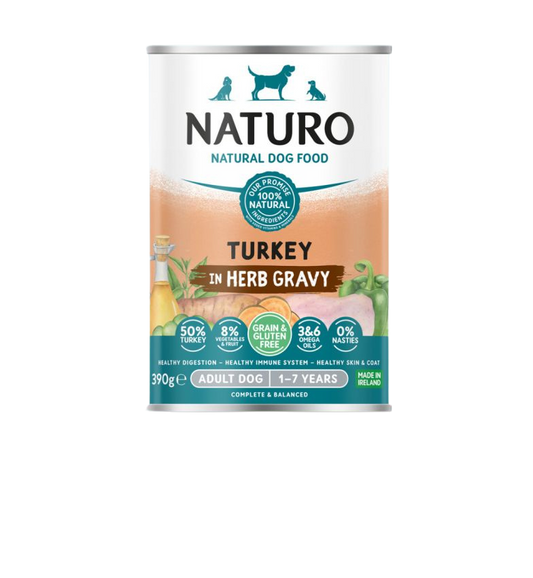 Naturo Adult Grain & Gluten Free Turkey in Herb Gravy 390g