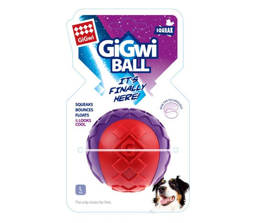 Gigwi Ball Squeaker Solid Red / Purple - Large 1Pk