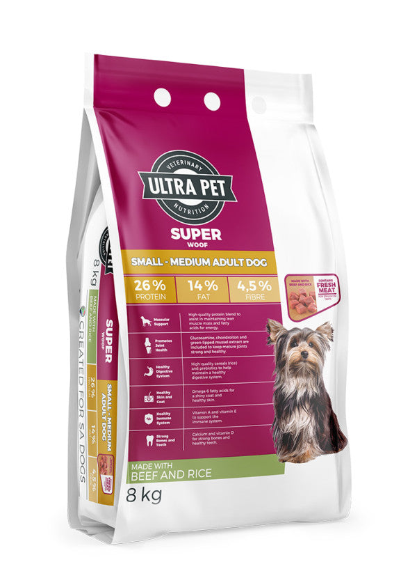 Ultra Dog Superwoof Small Medium Adult Beef and Rice Dog Food