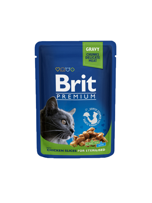 Brit Premium Cat Pouch Chicken Slices for Sterilised 100 g