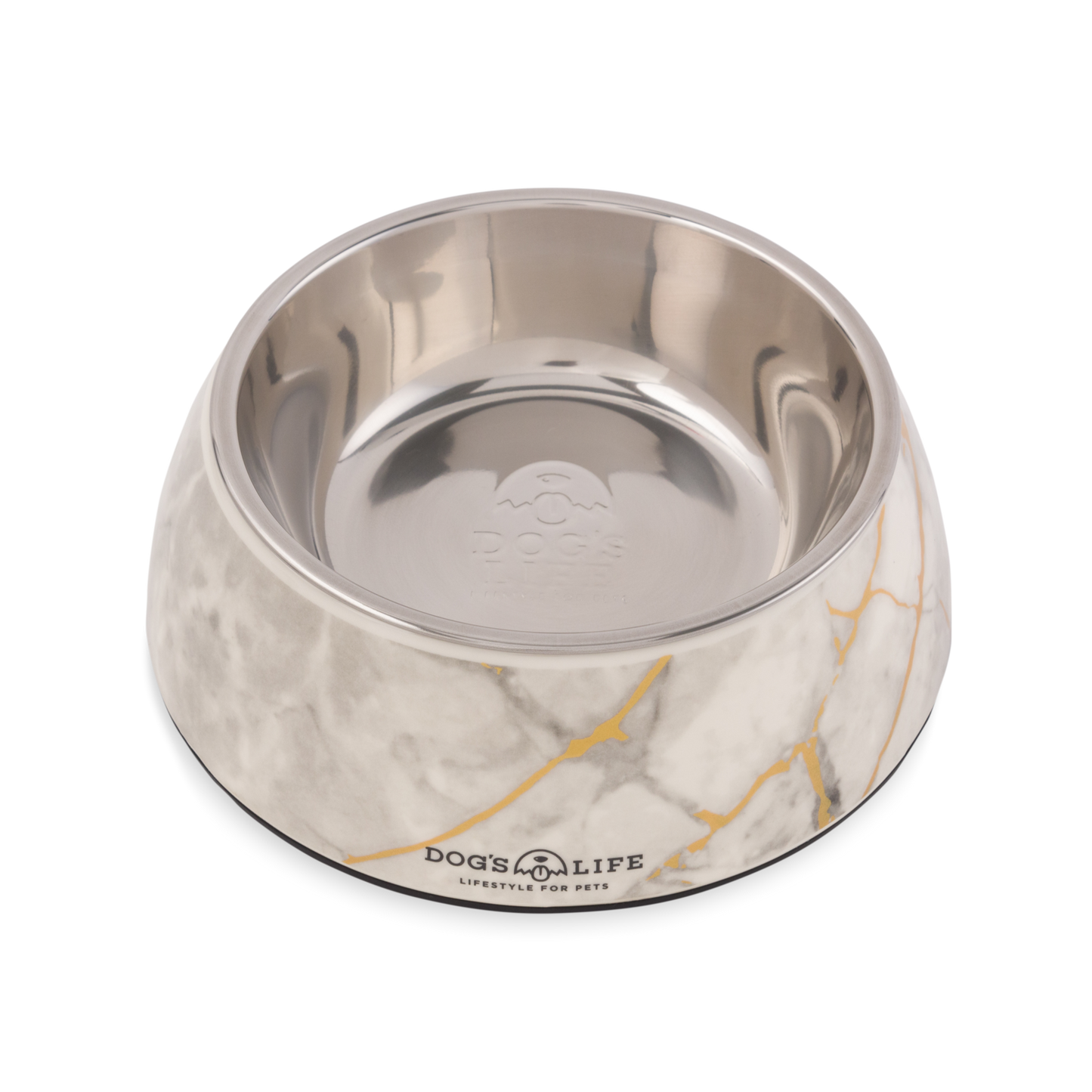 Melamine Stainless Steel Bowl Marble - White