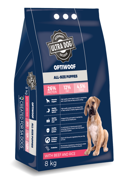 Ultra Dog Optiwoof Puppy Beef and Rice 8Kg