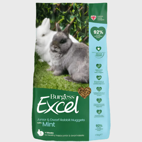 Excel Junior and Dwarf Rabbit Nuggets with Mint 1.5Kg