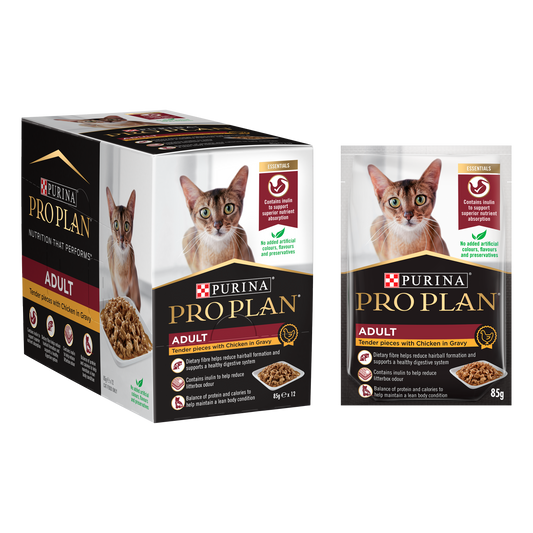 Purina Pro Plan Wet Cat Food Adult Chicken Chicken in Gravy 12 x 85g