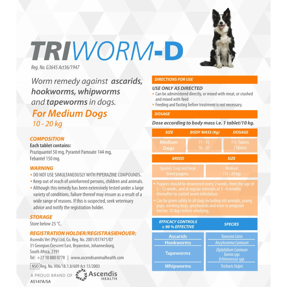 Triworm Medium Dog - Single