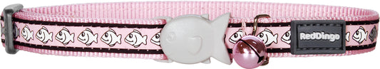 Cat Collar Reflective Fish Pink XS