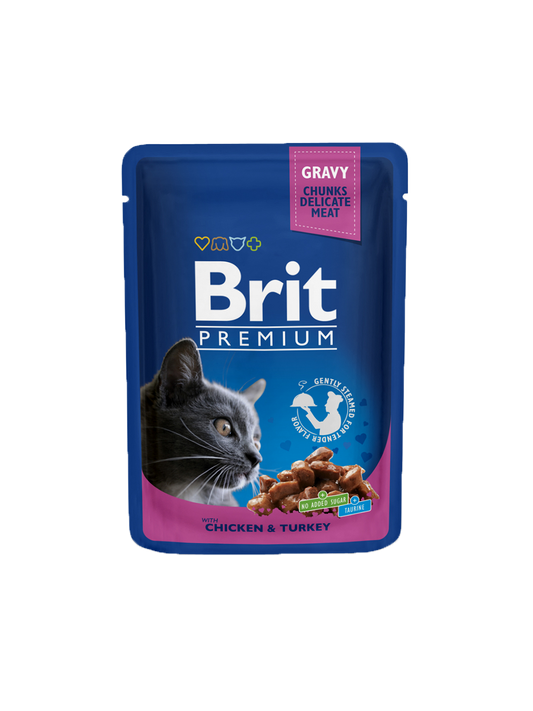 Brit Premium Cat Pouch with Chicken and Turkey 100g