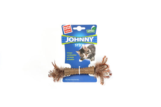 Catnip Johnny Stick w/Double Side Natural Feather