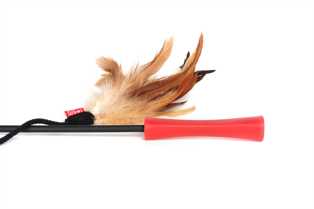 Catwand Feather Teaser w/Natural Feather. Plush Tail And TPR Handle