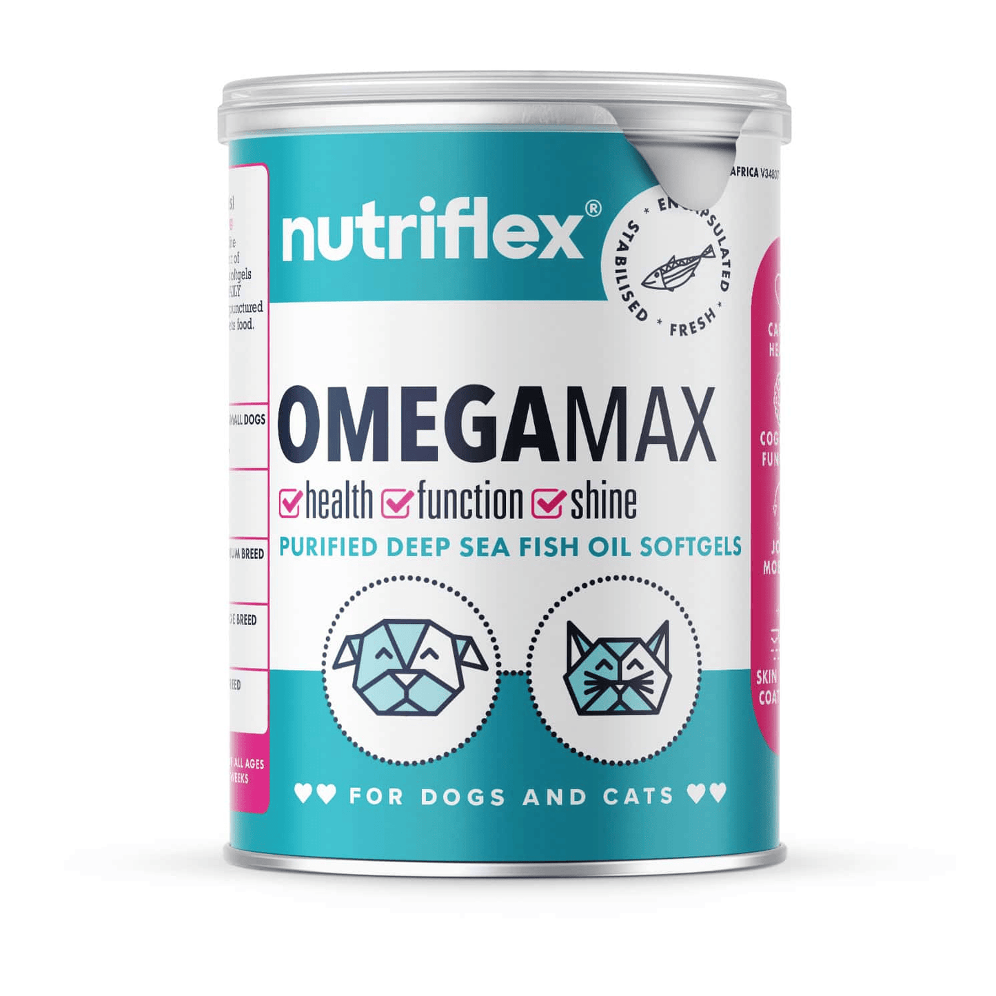 NutriFlex OmegaMax 120’s Purified Deep Sea Fish Oil Softgels For Dogs+Cats