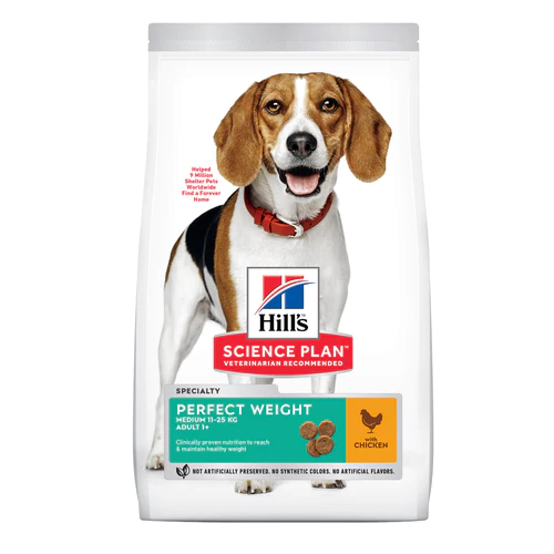 Hill's Science Plan Adult Perfect Weight Medium Dry Dog Food Chicken Flavour - 12Kg