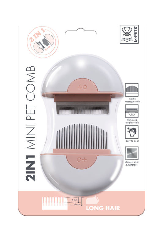 2 in 1 Mini Pet Combo For Long Hair - Pink