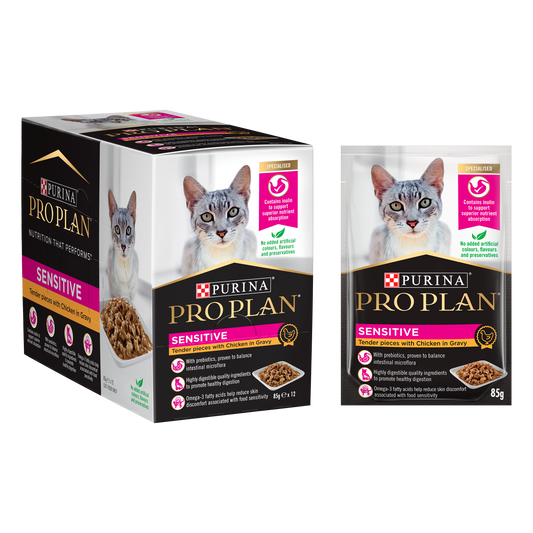 Purina Pro Plan Wet Cat Food Adult Sensitive Chicken in Gravy 12 x 85g