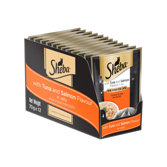Sheba Cat Food Tuna and Salmon Flavour Pouch 70g-Pack of 12