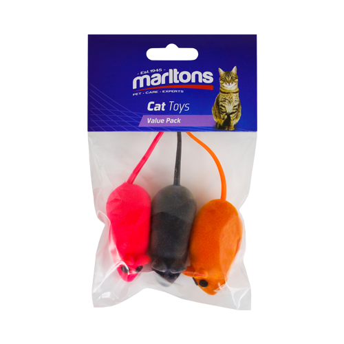 Pvc Squeaky Mouse 3 Pack 6cm